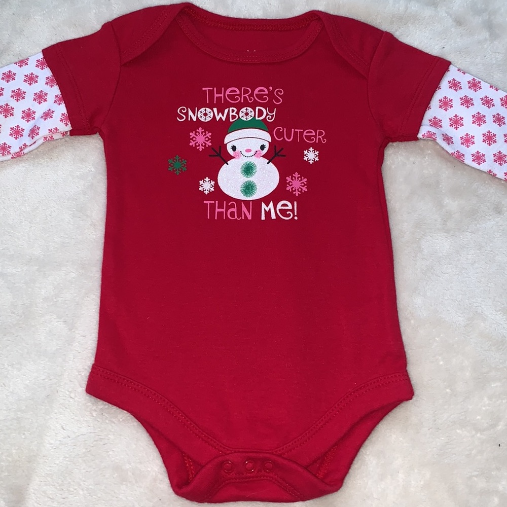 2 Holiday Snow Onesies 0-3M Children’s Place Holiday Time EUC - Picture 6 of 8